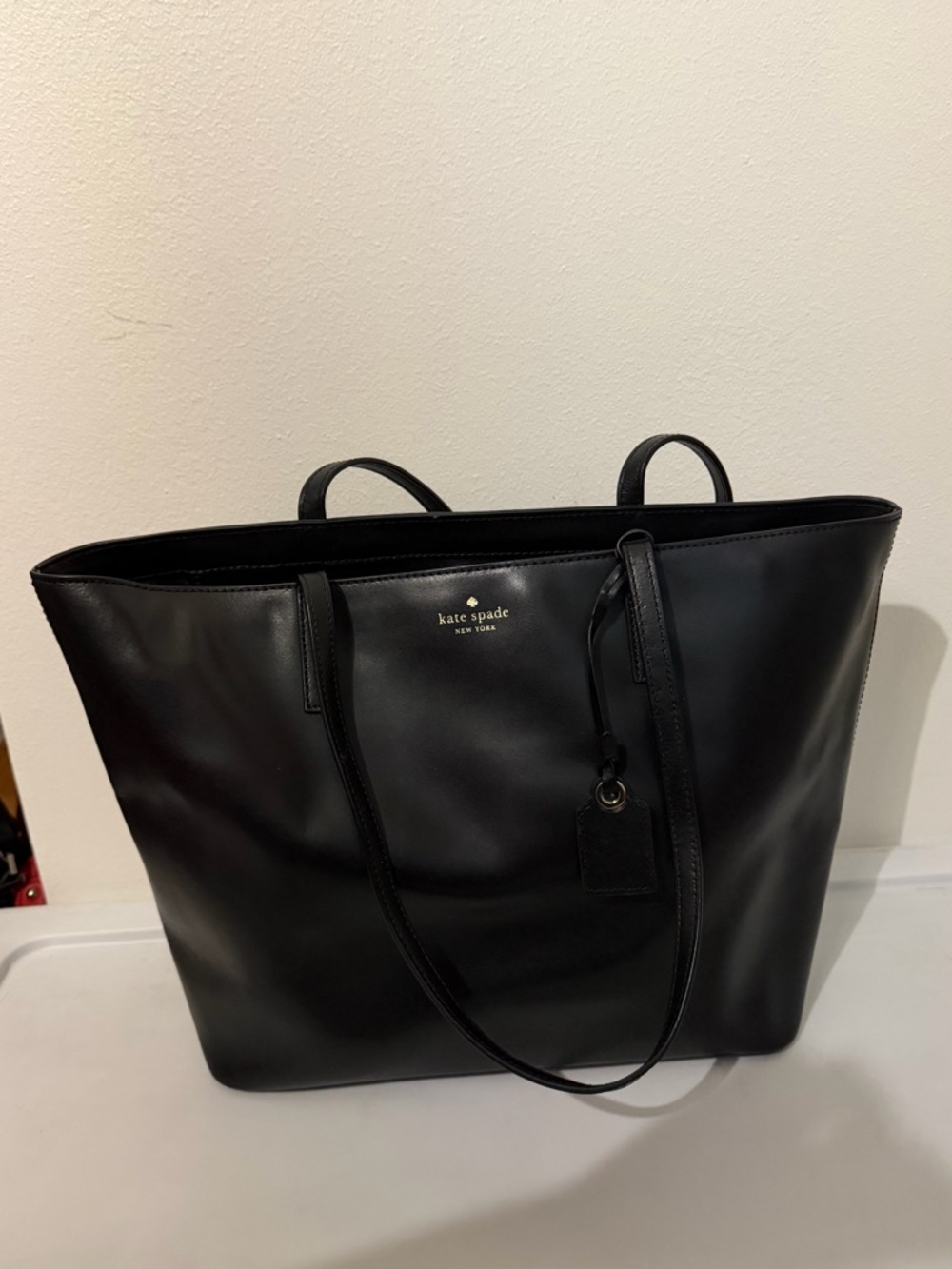 kate spade Black Smooth Leather Tote Purse